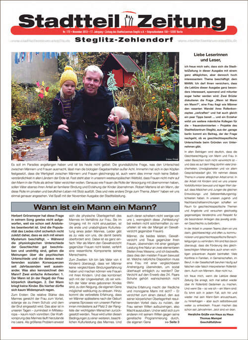 Die Stadtteilzeitung im November – Thema „Männer“