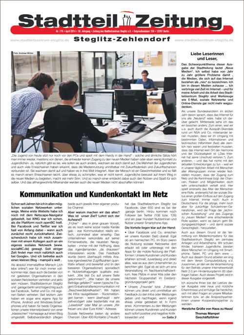 Die Stadtteilzeitung im April – Medien