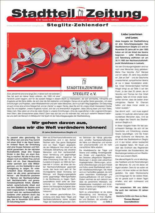 Die Novemberausgabe der Stadtteilzeitung – 20 Jahre SzS!