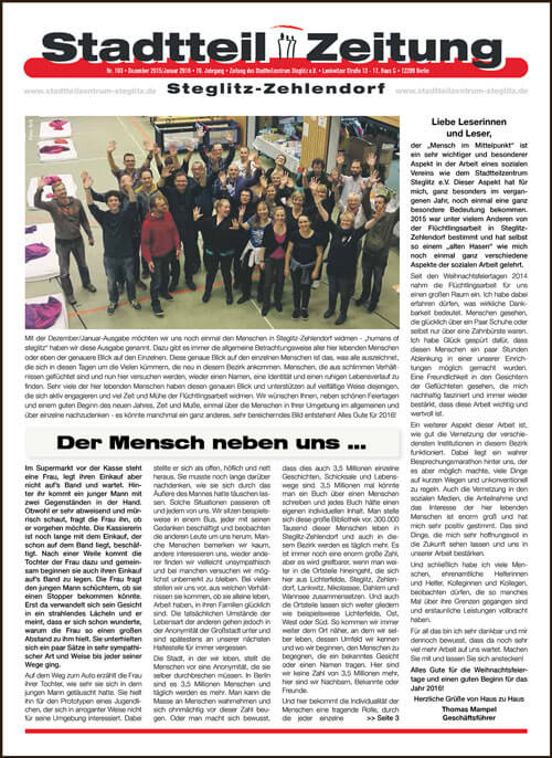 Die Stadtteilzeitung Steglitz-Zehlendorf Dezember 2015/Januar 2016